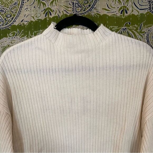Spiritual Gangster Ivory Dreamer Merino Wool/ Cashmere Mock Neck Sweater Size S - Picture 3 of 15
